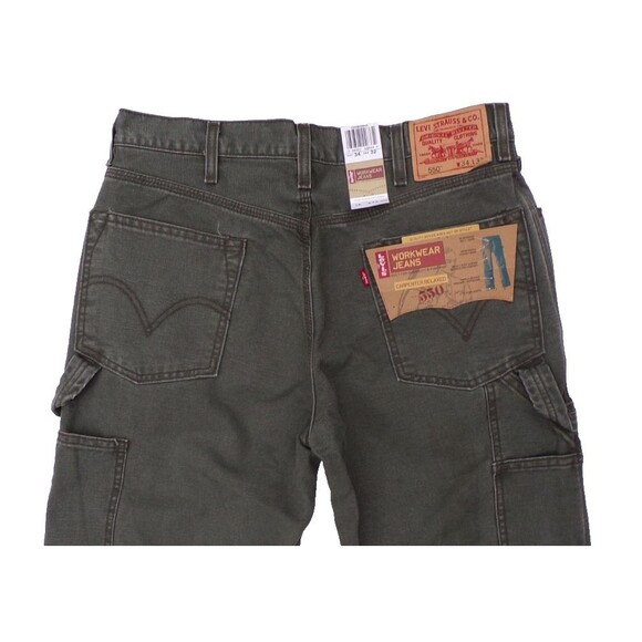 Vintage Levis 550 Green Canvas Relaxed Carpenter Workwear Jeans Men's 34x31 NWT! - Picture 4 of 5